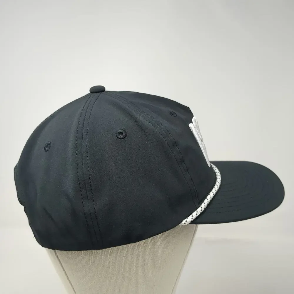 Swannies Golf 5 Panel Black Hat One Size 1895 Rope Performance Snapback Cap